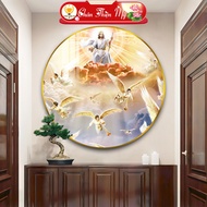 Round Crystal Mirror Painting TRUTH AND BEAUTY, Catholic Wall Painting of Jesus TG-T1-2070