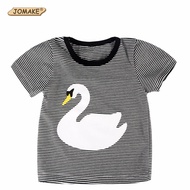 Swan Pattern Summer Baby T-shirt Fashion Girls And Boys Striped Tops Tees Outerwear 2018 New Childre
