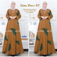 Gamis Denim Diana Jumbo Terbaru Motif Daun