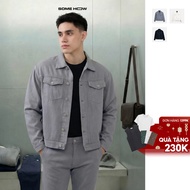 Jacket Men's Boxy Denim Trucker, Comfortable Denim Fabric, AK0090, SOMEHOW