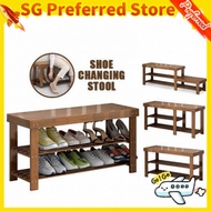[In stock]Household Shoe Changing Stool Bamboo Large Capacity Shoe Rack Porch Shoe Cabinet Bench Cus