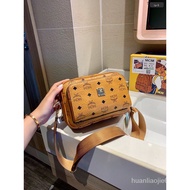 Q R T 【Luxury Bag】MCM_Visetos Monogram Coated Unisex Couple Leather Brown 2 Sizes Sling Bag + Free Box (EL100-105-0)