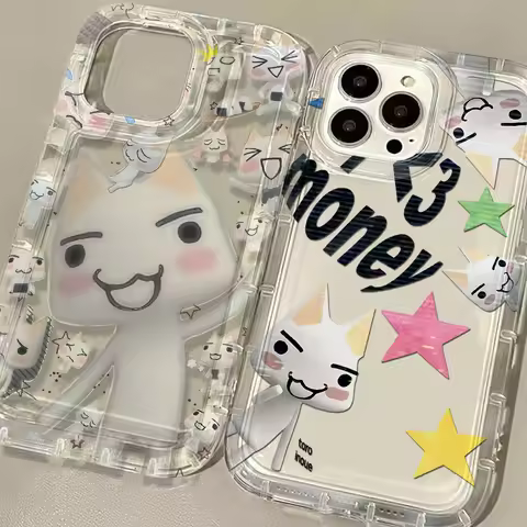 INS Cute Toro Inoue Cat Clear Case for IPhone 16 15 14 13 12 11 Pro Max 14 15 7 8 Plus X XR XS Max A