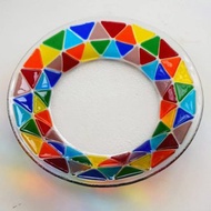 Rainbow glass bowl - Dessert fused candy dish - Fused glass art