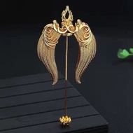 Tibetan Gold-Plated Ethnic Style Men Women Retro Distressed Pendant Empty Holder Inlaid Dzi Beads Ba