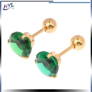 [EWY] 1 Pair Green Tragus Stud Earring Round Small Stud Lobe Piercing Cartilage Stud Helix PH