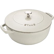 STAUB 117324107 Cast Iron Round Cocotte, 3.75-qt, White Truffle