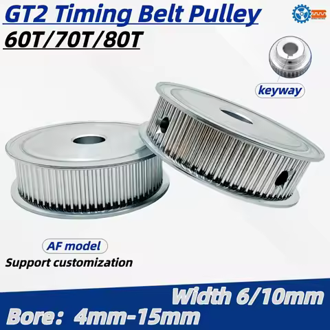 2GT GT2 Timing Pulley AF-Type 60T 70T 80T Bore 4-15mm Width 6/10mm Synchronous Wheel 3D Printer Part