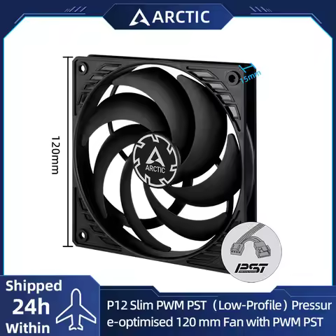 ARCTIC P12 Slim PWM PST 120mm Case Fan with PWM Sharing Technology (PST), Pressure-optimised, Quiet,