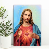 hiasan dinding rohani poster kayu hati kudus yesus & maria / YESUS MARIA