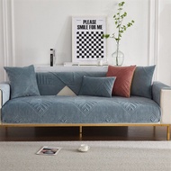 โซฟากำมะหยี่สั้นที่เป็นของแข็งรูปตัว L และผ้าคอตตอนคลุมโซฟานุ่มอุ่น1/2/3/4ที่นั่งสำหรับห้องนั่งเล่นก