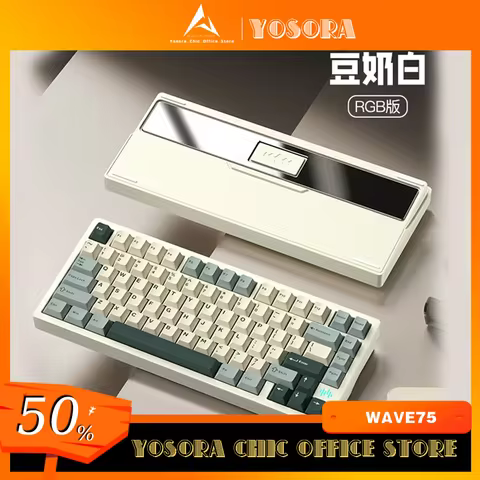 PMO WAVE75 Mechanical Gamer Keyboards RGB 3Mode USB/2.4G/Bluetooth Wireless Keyboard Customize CNC W