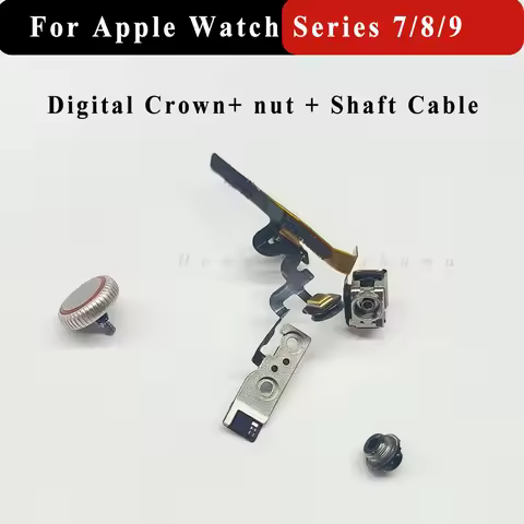 Digital Crown with Shaft Cable For Apple Watch Series 7 8 9 41mm 45mm LTE GPS Aluminum Case Nut Repl