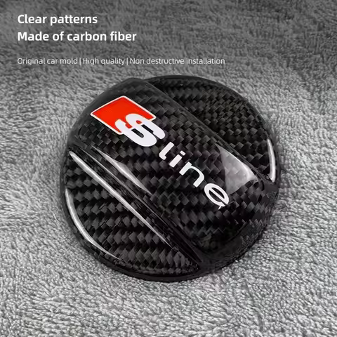 Carbon Fiber Car Fuel Tank Cap Trim Protection Cover For Audi Sline A3 A4 A6 A5 Q5 A1 Q7 Q3 Q2 Q8 A7