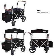 Keenz 7S Premium Deluxe Foldable Wagon-Stroller (Black / Folkstone Grey) - Designed and Engineered in Korea