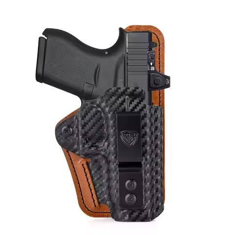 G43/G43X Holster w/ Comfort Pad Backer, IWB Kydex Leather Hybrid Holster for Glock 43 43X 48 NO Rail