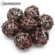 YANSHEGNYI Polyhedral Spherical Hollow Metal Dice Set for Role Playing Game, New Eye Flying Dragon, 