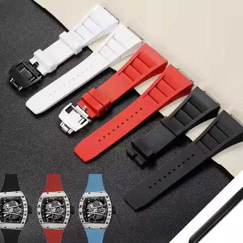 Original Quality Soft Colorful 25mm*20mm Waterproof Natural Rubber Watchband For Richard Mille Watch