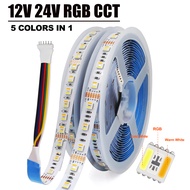 cod RGB CCT LED Strip DC 12V 24V 5 Colors In 1 Chip SMD 5050 60 96 Leds/M IP21 IP65 Home Decoration 