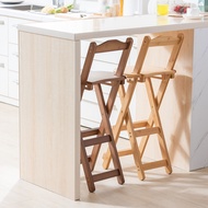 S-6🏅Bamboo Bar Chair High Leg Chair Foldable Small Apartment Home High Leg Stool Bar Chair Milk Tea Shop Front Desk Chai