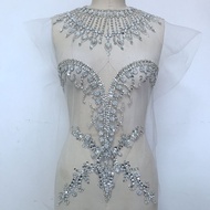Silver White Diamond Jewelry Handmade Sequins Silver Beads Silver Diamond Decals Costume Dress Perfo