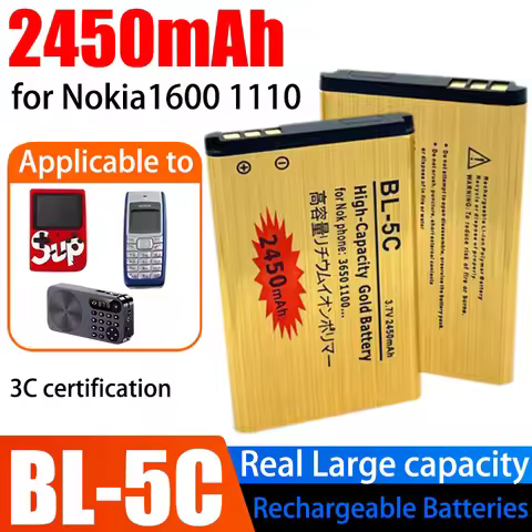 BL-5C Battery for Nokia BL5C 1600 6230 2600 1100 1110 1200 1208 2700 3100 3110 N70 3.7V 2450mAh Mobi