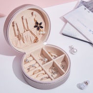 [Storage Box] Jewelry Storage Box Creative Travel Portable Jewelry Box Round Leather Jewelry Storage