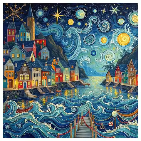 Fantasy Town 40X40CM/15.74inch cross stitch Kit diy 11CT/14CT Embroidery embroidered kit Eco-cotton 