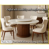 💥YearEnd Sale💢Mayten Modern 4.5' / 5' Round Marble Top Dining Table for 6/8 Person  Upholstered Chai