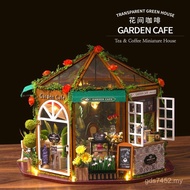 Assembled Wooden Free Coffee Girl Handmade Smart Fun House Model Puzzle Gift Building Flower DIY Hut
