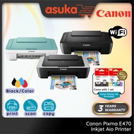 Canon E470 Pixma Inkjet Aio Printer (Print,Scan,Copy & Wireless) Black / Grey