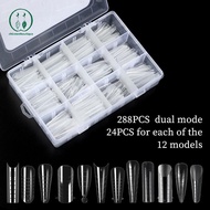 [Chicnest] 288Pcs/Box Acrylic Nail Art Tips Nail Forms For UV Gel Quick Building Extension Top Molds