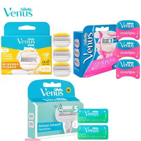 Gillette Venus Razor Blade Refills Cartridges White Tea, Deluxe Smooth/ Skin Cushion Smooth Shaving 
