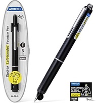 WRITECH Fountain Pen Left Handed: Retractable Style Black Ink Set Fine Nib, Includes 5 Ink Cartridge