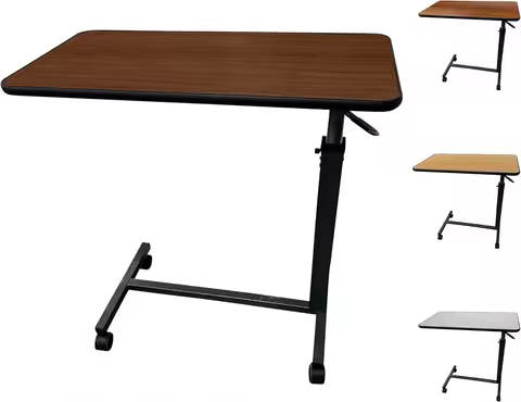 Hot Sellers.ProHeal Medical Overbed Table With Wheels And Adjustable Height - Mahogany Color Rolling