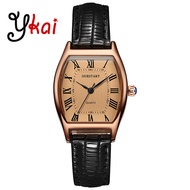 Ykai Original Waterproof Ladies Watch Quartz Leather Strap Watch for Women Sale Now Korean Style Fashion Casual Womens Watches Barrel Shape on Sale