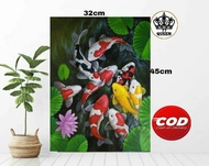 HIASAN DINDING POSTER IKAN KOI FENGSHUI JUMBO | POSTER IKAN KOI 9 | DEKORASI RUMAH IKAN KOI