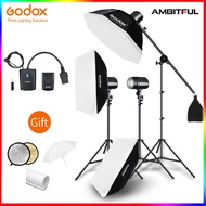 Godox 3x ชุดไฟแฟลชแฟลชสตูดิโอ200Ws พร้อมทริกเกอร์ + ซอฟต์บ็อกซ์3x + ขาตั้งหลอดไฟ3x 200ซม. + ตัวสะท้อ