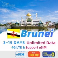 Wefly Brunei sim card 3~15 Days Prepaid Tourist Travel SIM Card Support eSIM Unlimited Data Wholesale