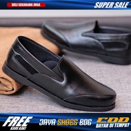 GIJON Men's Casual Slip-On Shoes Black Semi-Formal Pu Leather Simple Office Work and College Shoes