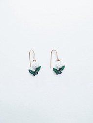 手繪耳環 - 白玫瑰花 / 小