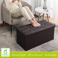 One Supermarket Foldable Storage Stool Folding Ottoman Chair Storage Box Bench Footstool Leather Home Decor