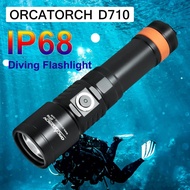 Orcatorch D710 Professional Powerful LED Diving Flashlight Lantern IP68 Waterproof Night Dive Torch 150 Meters Submersible Light
