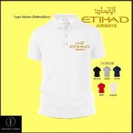 Baju logo Sulam ETIHAD AIRWAYS Polo Classic T Shirt Embroidery FOR MEN & WOMRN Uniform staff Short S