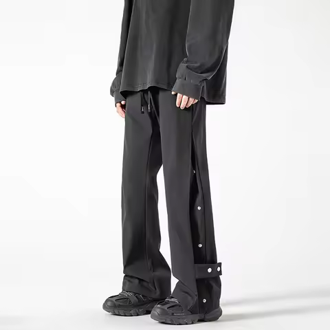 Men Pants Black Streetwear Cargo Men Pants Black Spring Autumn Slim Micro Flared Trousers Sports Lei