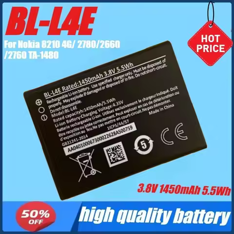 3.8V 1450mAh 5.5Wh BL-L4E Battery For Nokia 8210 4G/ 2780/2660/2760 TA-1480 Flip Phone