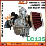 LC135 V1-V7 MODIFY CARBURETOR 28MM RXZ  + POWER FILTER 42MM + RACING INTAKE PIPE 28MM