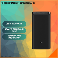 Mi 20000mAh Gen 3 Powerbank USB-C Two-way 45W Power Delivery (PD) Qualcomm QC3.0 Fast Charge Power Bank, Compatible with iPhone, iPad, Macbook