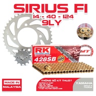 Golden RK chain sprocket for Yamaha Sirius FI 9mm imported from Malaysia