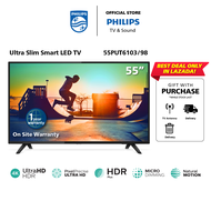 Exclusive Limited Sets PHILIPS 4K UHD LED 55 Inch Smart TV | 55PUT6103 | Pixel Precise Ultra HD | Micro Dimming | Ultra Slim